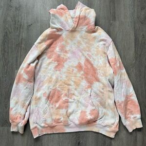 Aerie Tie-Dye Hoodie in Pink and Cream